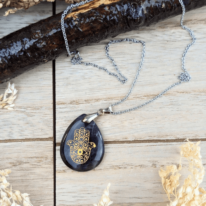 Amethyst Hamsa Necklace