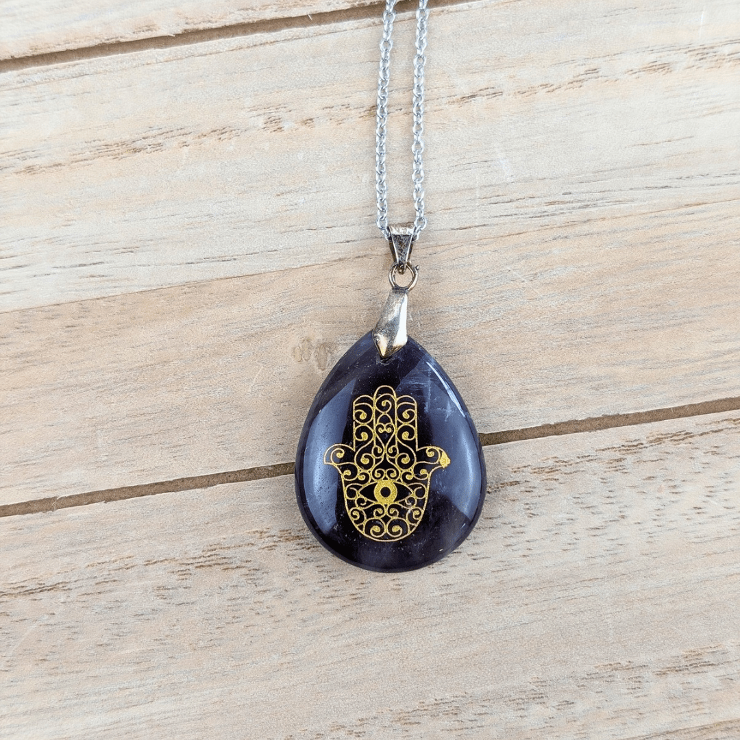 Amethyst Hamsa Necklace