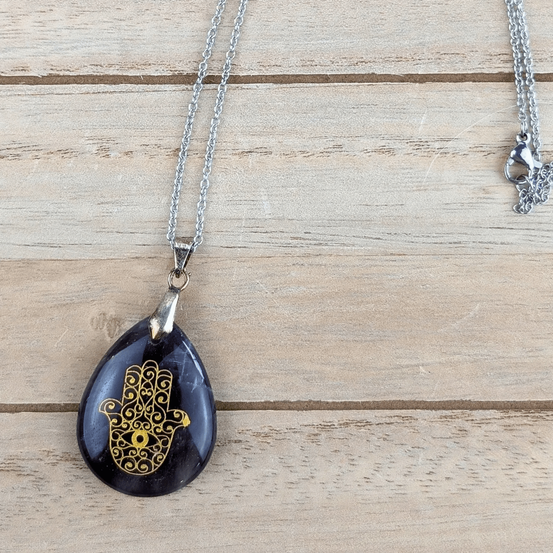 Amethyst Hamsa Necklace