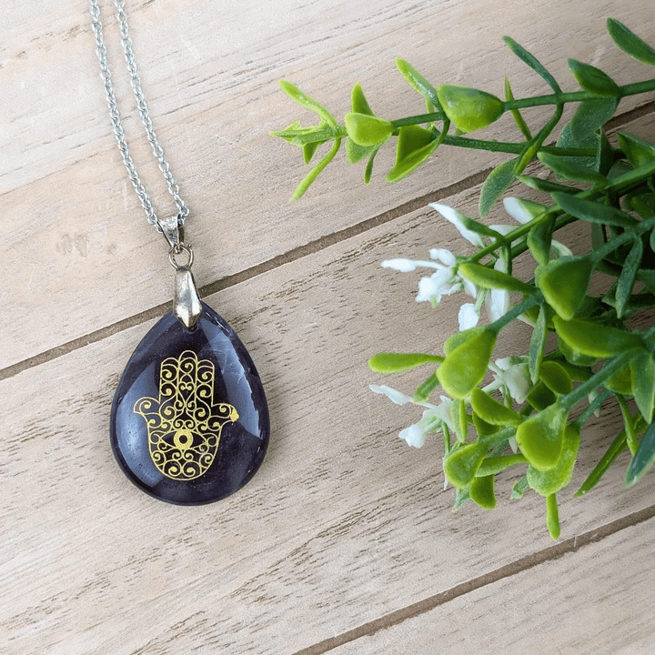 Amethyst Hamsa Necklace