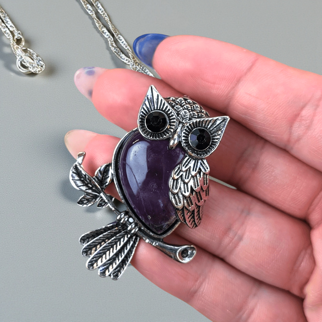 Amethyst Owl Necklace