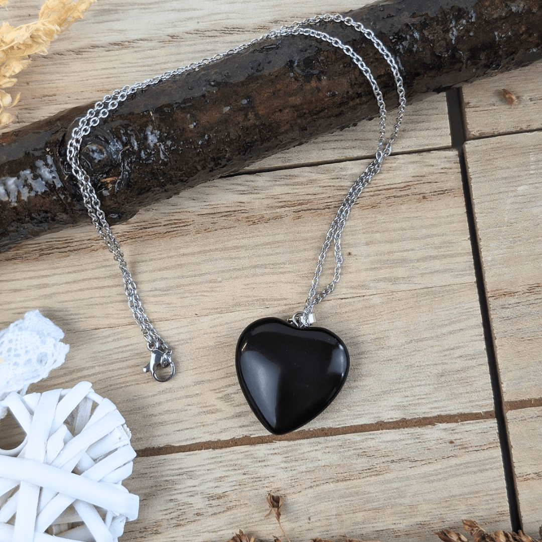 Black Obsidian Heart Necklace