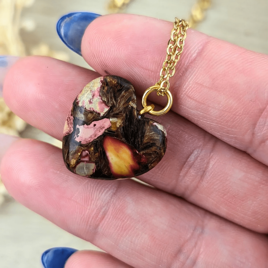 Bronzite and Pink Imperial Jasper Necklace
