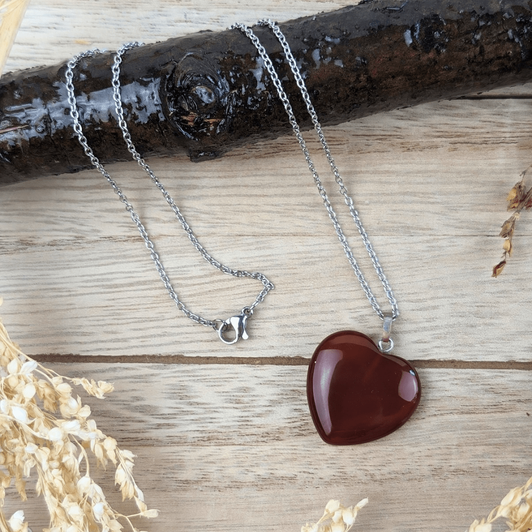 Collier coeur en cornaline
