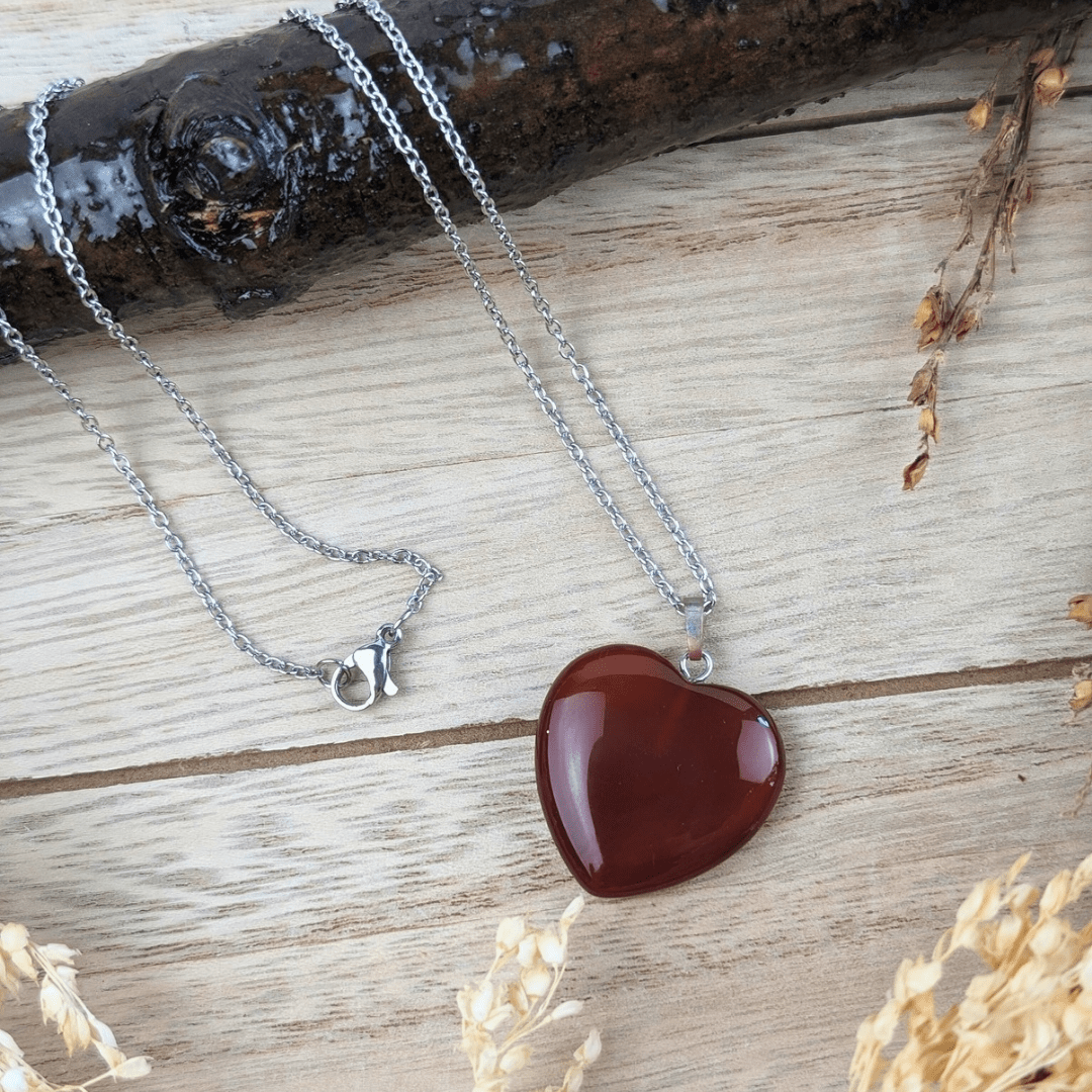 Collier coeur en cornaline