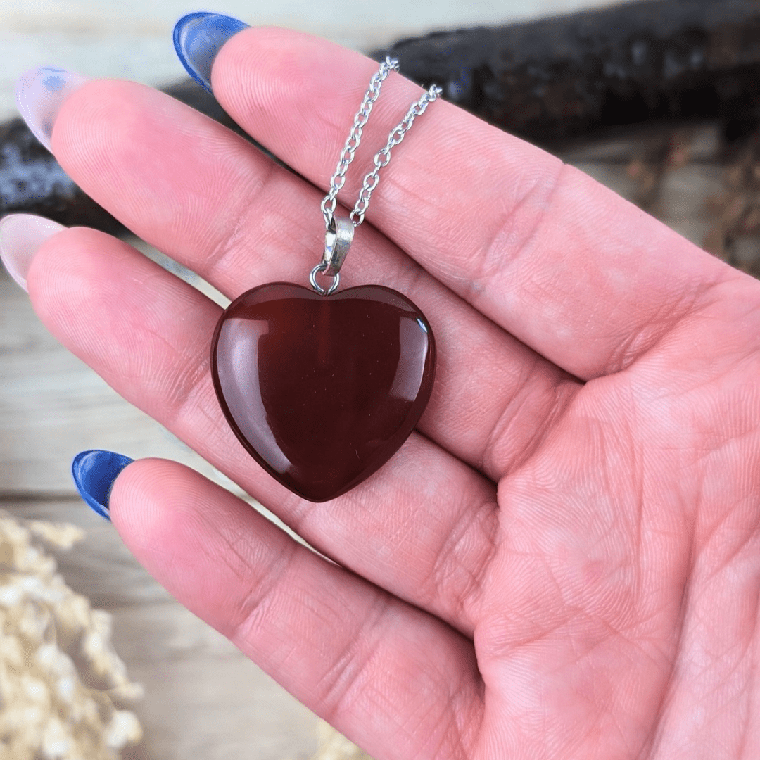 Collier coeur en cornaline