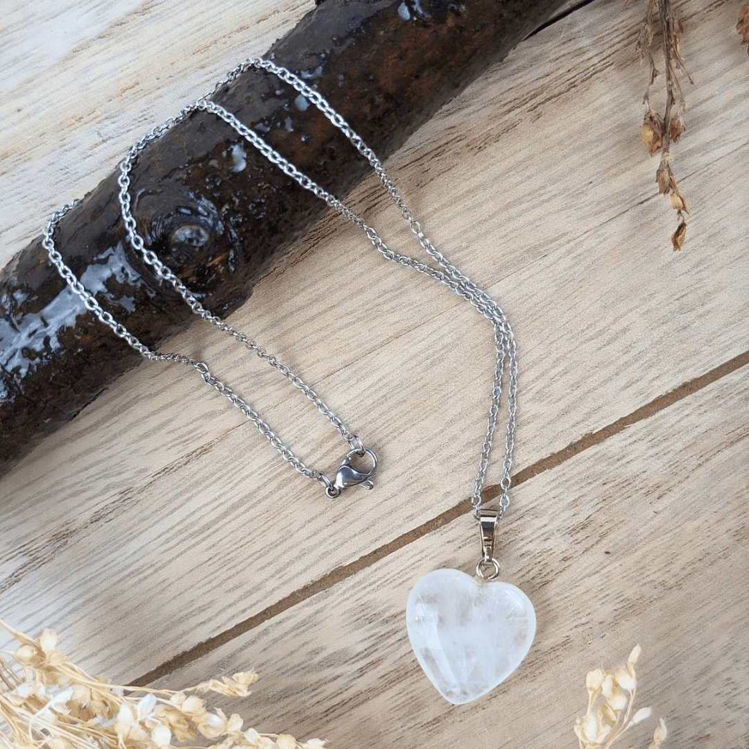 Clear Quartz Heart Necklace