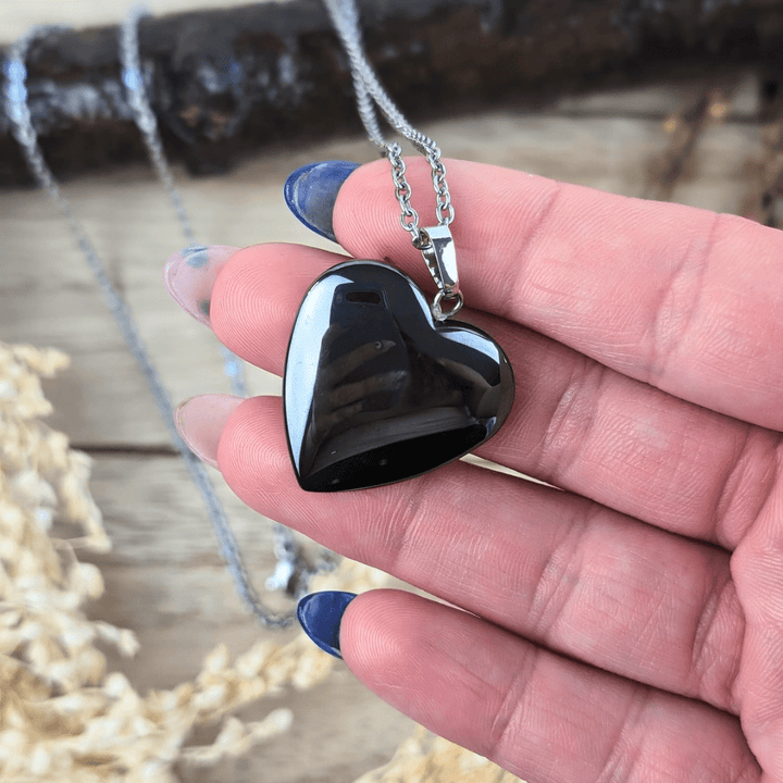 Collier coeur en hématite