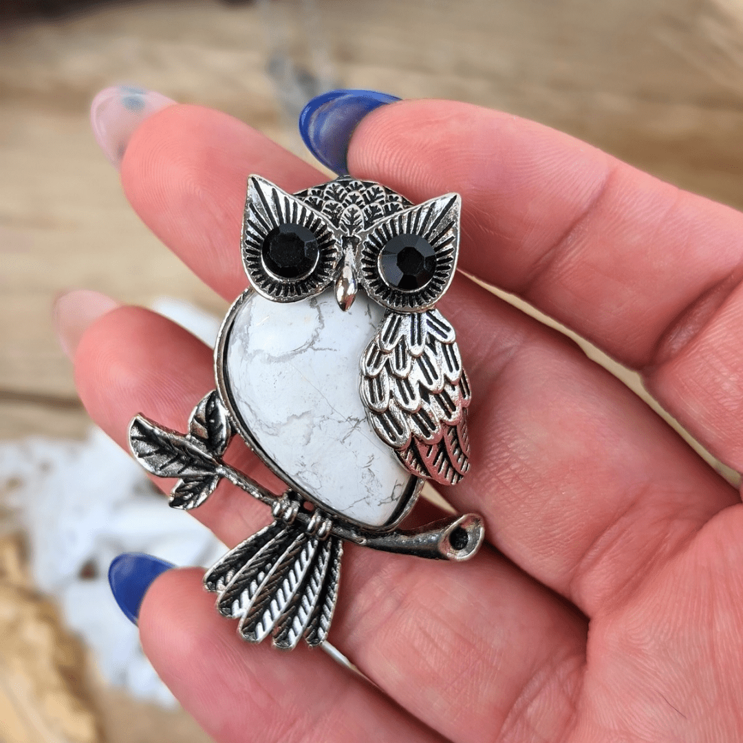 Collier Hibou Howlite