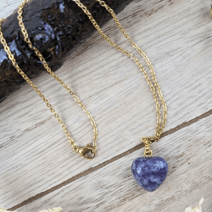 Collier coeur en lépidolite