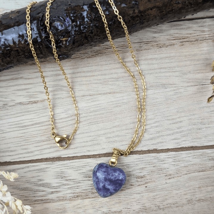 Collier coeur en lépidolite