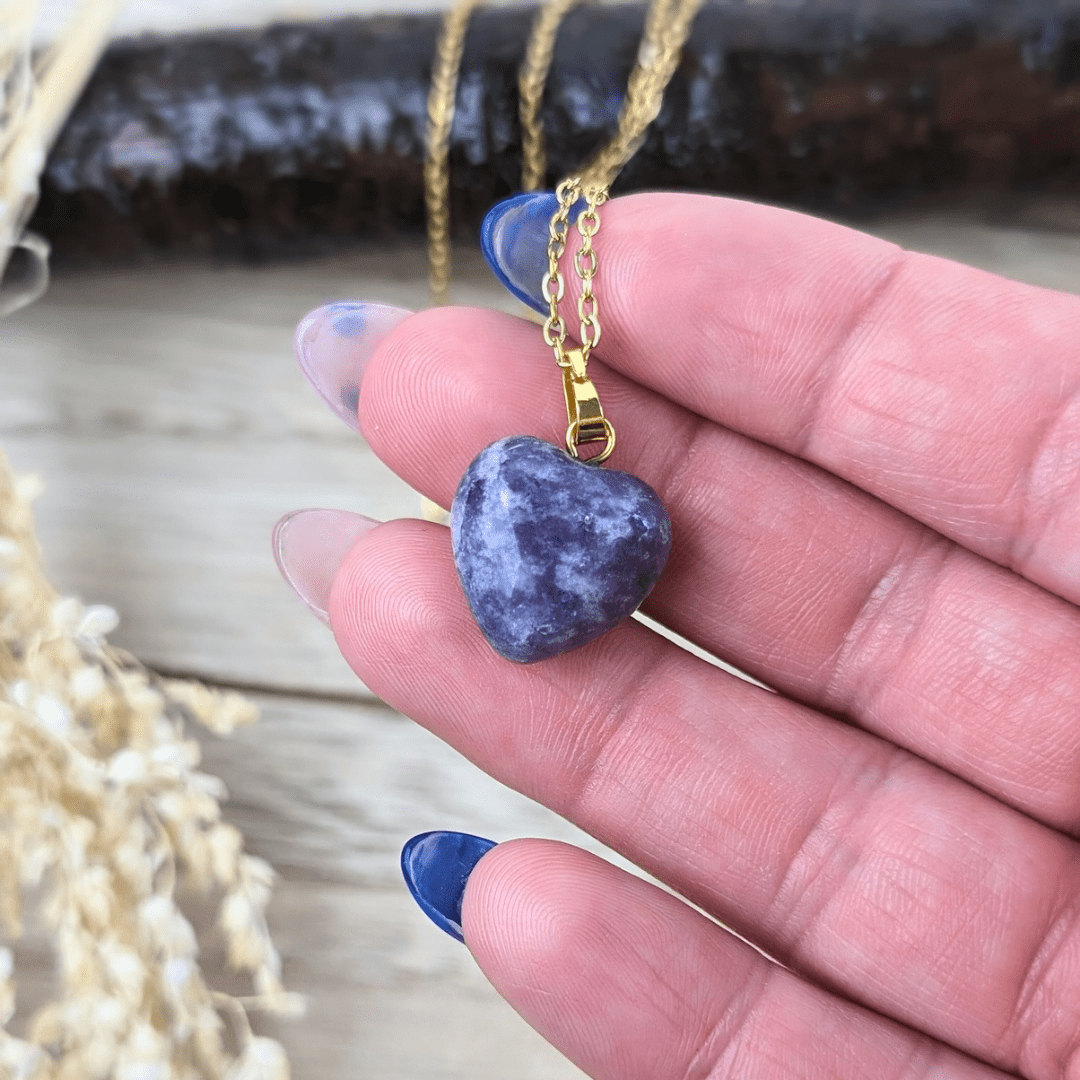 Collier coeur en lépidolite