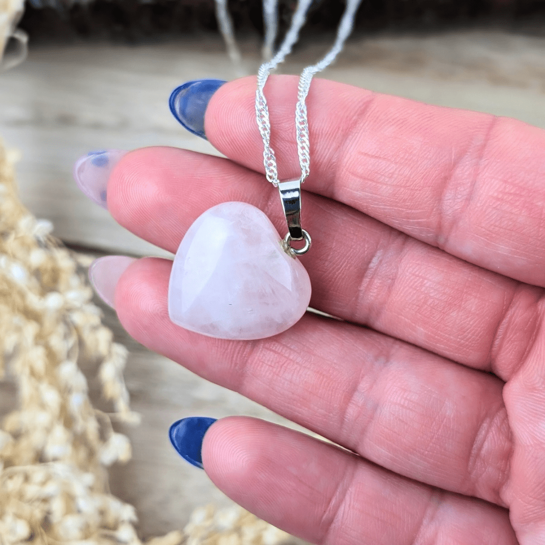 Collier Coeur Quartz Rose