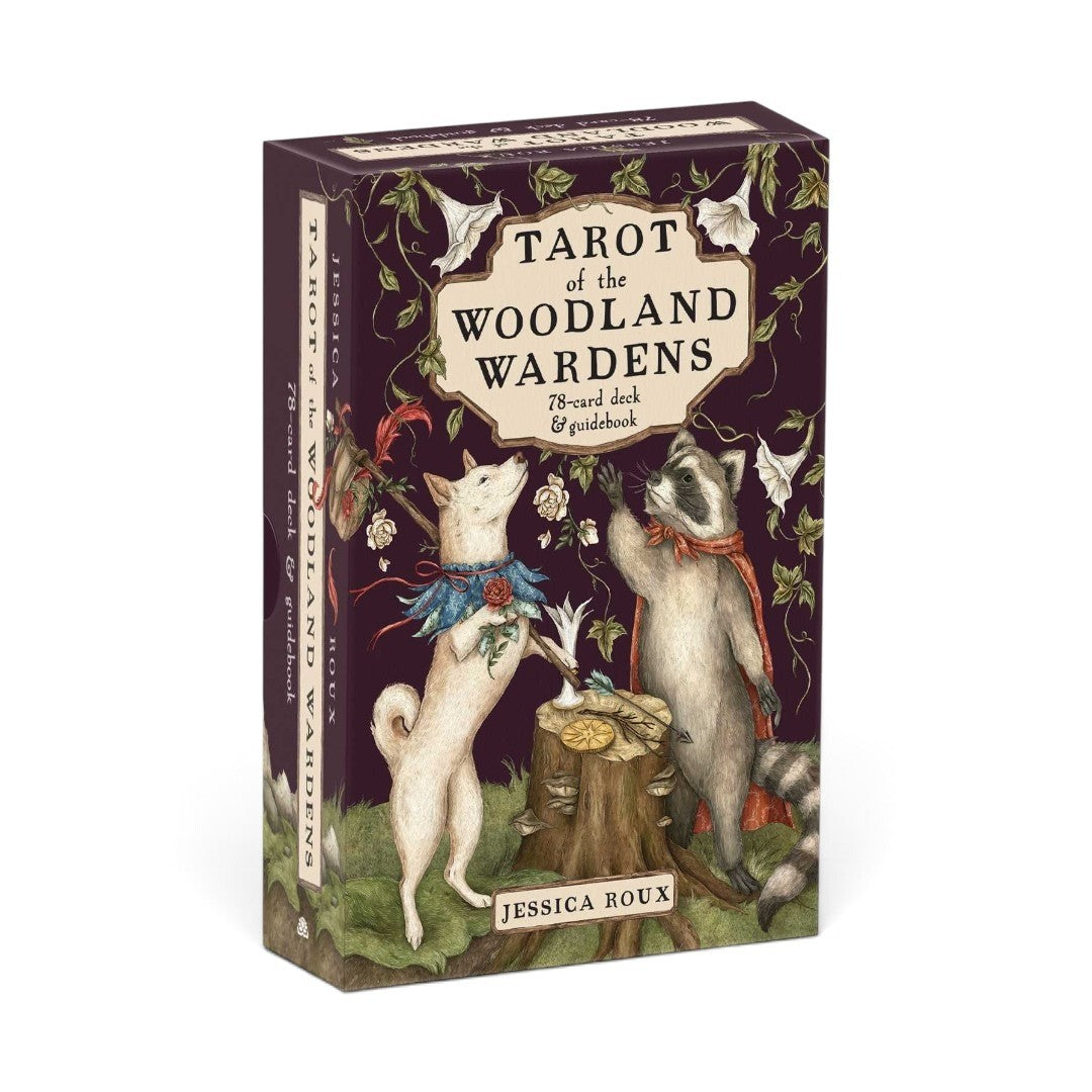 Zen Collection Tarot of the Woodland Wardens 78-card deck box with forest animal illustrations on a dark purple background